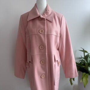 Women’s Vintage Pink Button-Front Wool Coat
